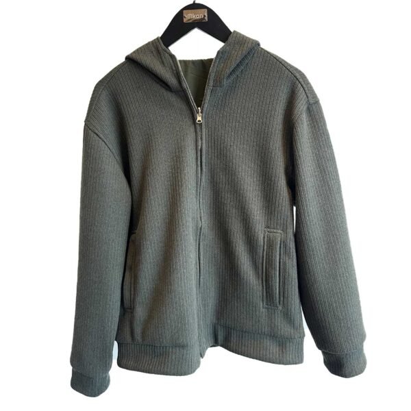 ⁦HOODIE DOUBLE FACE JACKET OLIVE⁩ - الصورة ⁦2⁩