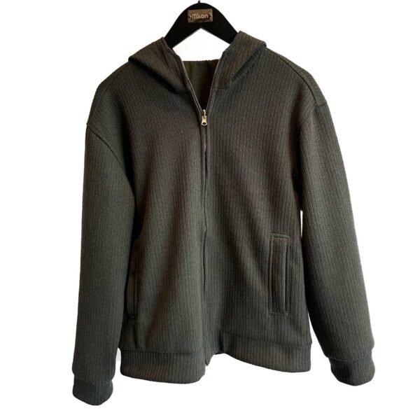 ⁦HOODIE DOUBLE FACE JACKET OLIVE⁩ - الصورة ⁦3⁩