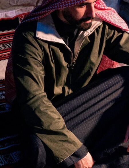 Olive and beige double-sided jacket